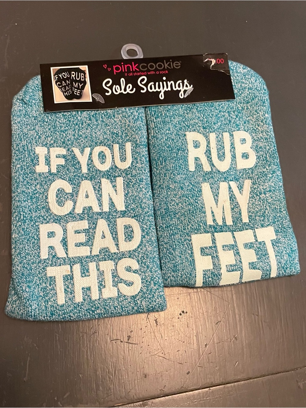 Pink Cookie Teal 'If You Can Read This Rub My Feet' Cozy Socks